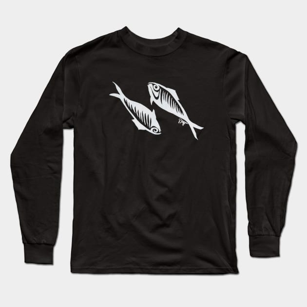 Zodiac - Pisces (neg image) Long Sleeve T-Shirt by StormMiguel - SMF